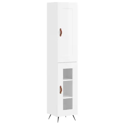 vidaXL Visoka omara visok sijaj bela 34,5x34x180 cm inženirski les