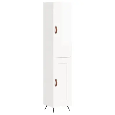 vidaXL Visoka omara visok sijaj bela 34,5x34x180 cm inženirski les