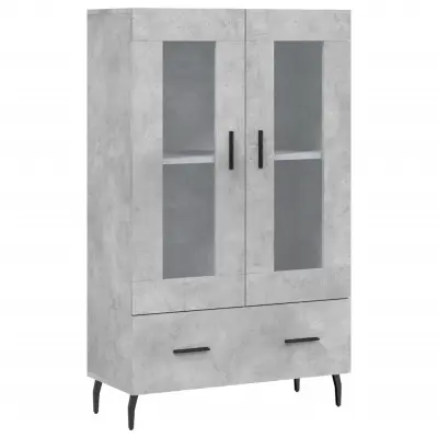 vidaXL Visoka omara betonsko siva 69,5x31x115 cm inženirski les