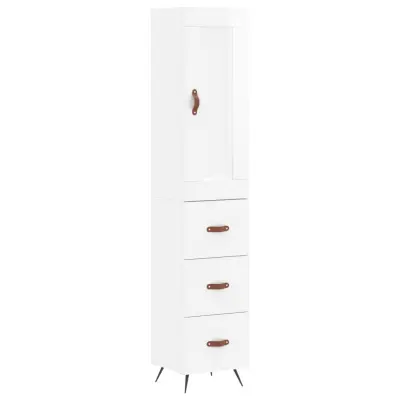 vidaXL Visoka omara visok sijaj bela 34,5x34x180 cm inženirski les