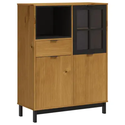 vidaXL Omara s steklenimi vrati FLAM 92x40x122,5 cm trdna borovina