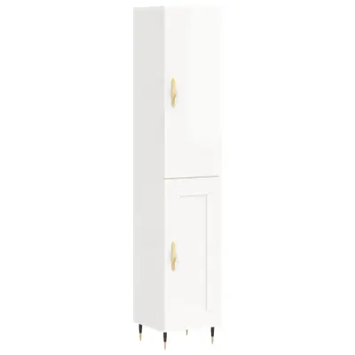vidaXL Visoka omara visok sijaj bela 34,5x34x180 cm inženirski les