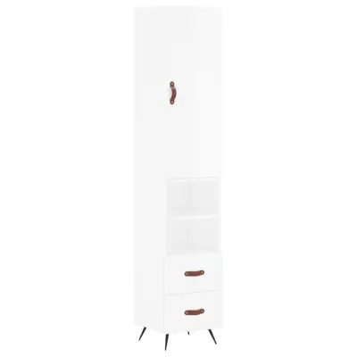 vidaXL Visoka omara visok sijaj bela 34,5x34x180 cm inženirski les