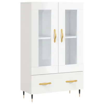 vidaXL Visoka omara visok sijaj bela 69,5x31x115 cm inženirski les