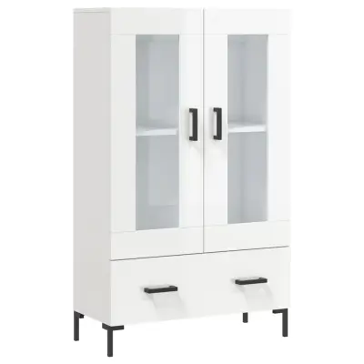 vidaXL Visoka omara visok sijaj bela 69,5x31x115 cm inženirski les