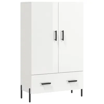 vidaXL Visoka omara visok sijaj bela 69,5x31x115 cm inženirski les