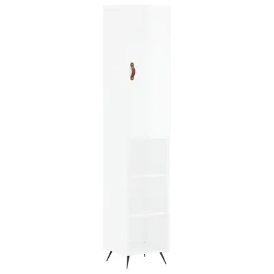 vidaXL Visoka omara visok sijaj bela 34,5x34x180 cm inženirski les