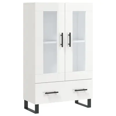 vidaXL Visoka omara visok sijaj bela 69,5x31x115 cm inženirski les