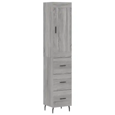 vidaXL Visoka omara siva sonoma 34,5x34x180 cm inženirski les
