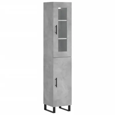 vidaXL Visoka omara betonsko siva 34,5x34x180 cm inženirski les