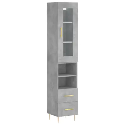 vidaXL Visoka omara betonsko siva 34,5x34x180 cm inženirski les