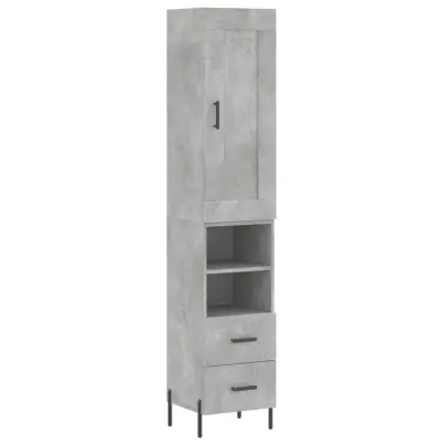 vidaXL Visoka omara betonsko siva 34,5x34x180 cm inženirski les