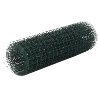 vidaXL Žična mreža za ograjo jeklo s PVC oblogo 10x0,5 m zelena