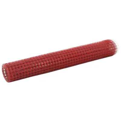vidaXL Žična mreža za ograjo jeklo s PVC oblogo 25x1 m rdeča