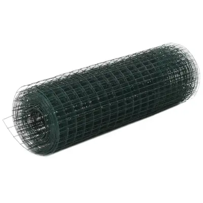 vidaXL Žična mreža za ograjo jeklo s PVC oblogo 25x0,5 m zelena
