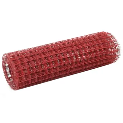 vidaXL Žična mreža za ograjo jeklo s PVC oblogo 10x0,5 m rdeča