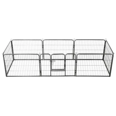 vidaXL Ograda za pse z 8 jeklenimi paneli 60x80 cm črne barve