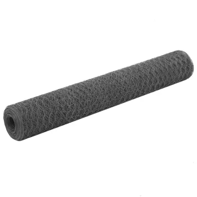 vidaXL Žična mreža za ograjo jeklo s PVC oblogo 25x1 m siva