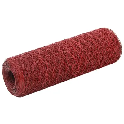 vidaXL Žična mreža za ograjo jeklo s PVC oblogo 25x0,5 m rdeča