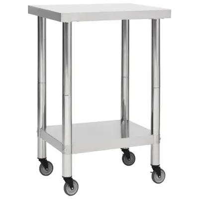 vidaXL Kuhinjska delovna miza s kolesi 60x60x85 cm nerjaveče jeklo