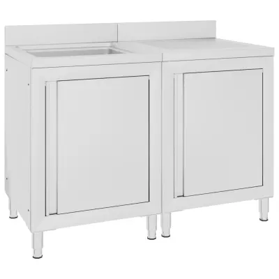 vidaXL Kuhinjska omarica za umivalnik nerjaveče jeklo 120x60x96 cm