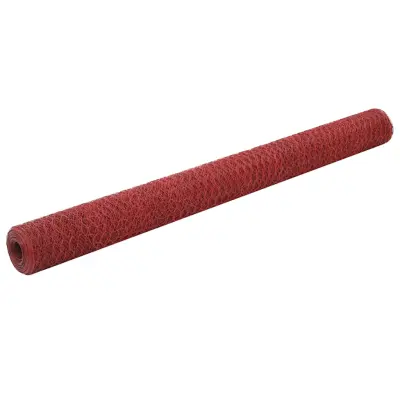 vidaXL Žična mreža za ograjo jeklo s PVC oblogo 25x1,5 m rdeča