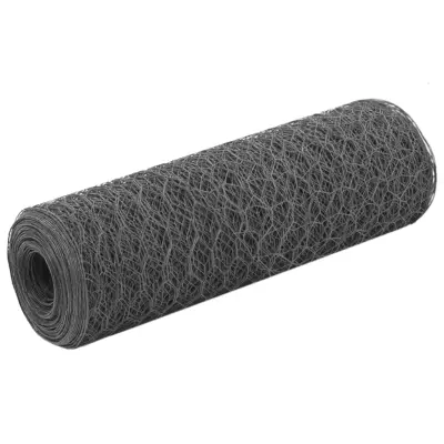 vidaXL Žična mreža za ograjo jeklo s PVC oblogo 25x0,5 m siva