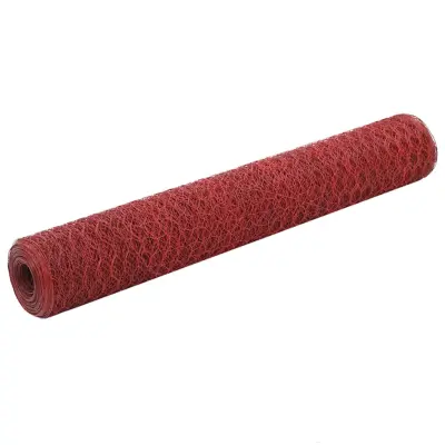 vidaXL Žična mreža za ograjo jeklo s PVC oblogo 25x1 m rdeča