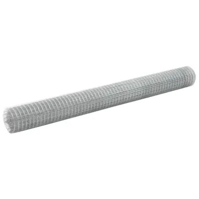 vidaXL Žična mreža za ograjo pocinkano jeklo 25x1,5 m srebrna