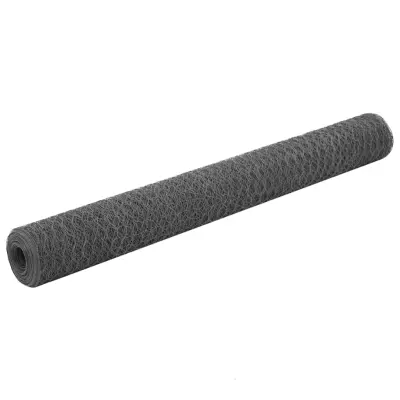 vidaXL Žična mreža za ograjo jeklo s PVC oblogo 25x1,2 m siva