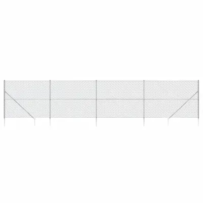 vidaXL Žična ograja s konicami za postavitev srebrna 1,6x10 m