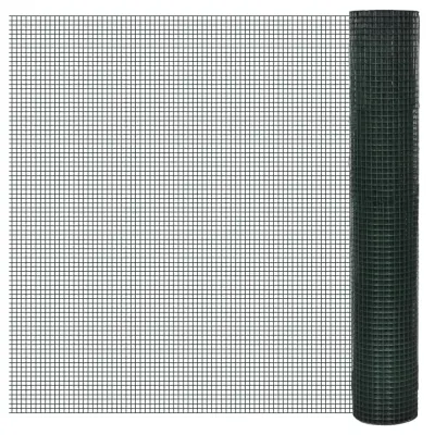 vidaXL Žična ograja pocinkana s PVC oblogo 10x1 m zelena