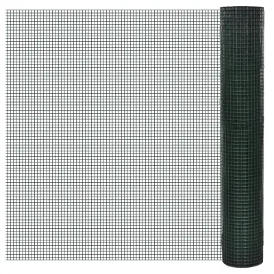 vidaXL Žična ograja pocinkana s PVC oblogo 25x1 m zelena
