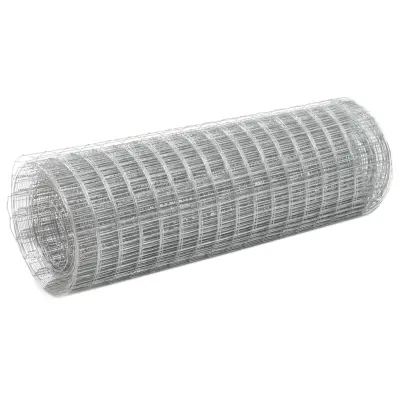 vidaXL Žična mreža za ograjo pocinkano jeklo 10x0,5 m srebrna