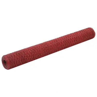 vidaXL Žična mreža za ograjo jeklo s PVC oblogo 25x1,2 m rdeča