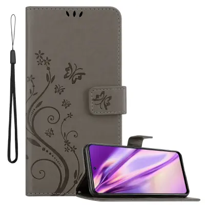 CADORABO Xiaomi v cvetlični sivi barvi - zaščitni pokrov v oblikovanju cvetja z magnetnim zapiranjem, stoječimi funkcijami in režami za kartice