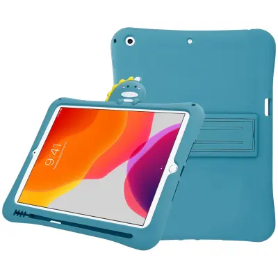 CADORABO Apple - Design Dinosaur št. 5 - Zaščitni pokrov za otroke iz prilagodljivega silikona TPU s funkcijo stojala