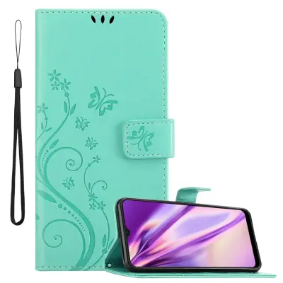 CADORABO Nokia v cvetlični turkizni - zaščitni pokrov pri oblikovanju cvetja z magnetnim zapiranjem, stoječimi funkcijami in režami za kartice