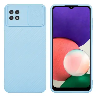 CADORABO Ohišje, združljiv s Samsungom v Bonbon Light Blue - Zaščitni pokrov iz fleksibilnega silikona TPU in z zaščito pred kamero