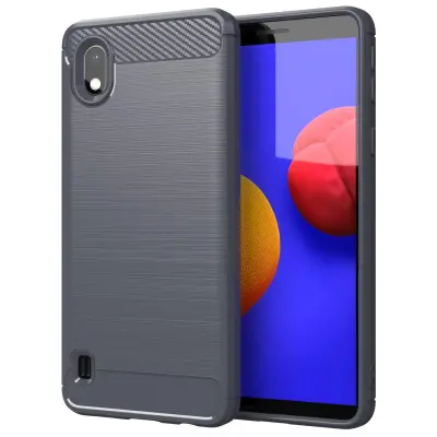 CADORABO Samsung v krtačenem sivem - zaščitnem pokrovu, narejen iz fleksibilnega silikona TPU v videzu iz nerjavečega jekla ogljika