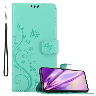 CADORABO Xiaomi v cvetlični turkizni - zaščitni pokrov v oblikovanju cvetja z magnetnim zapiranjem, stoječimi funkcijami in režami za kartice