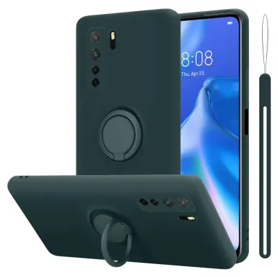 CADORABO Ohišje, združljiv s Huawei v tekoči zeleni barvi - zaščitni pokrov iz fleksibilnega silikona TPU z obročem