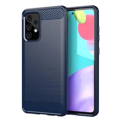 CADORABO Samsung v brušenem modrem - zaščitnem pokrovu, narejen iz fleksibilnega silikona TPU v videzu iz nerjavečega jekla ogljika