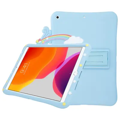 CADORABO Apple - Design Rainbow št. 2 - Zaščitna pokrov za otroke iz prilagodljivega silikona TPU s funkcijo stojnice