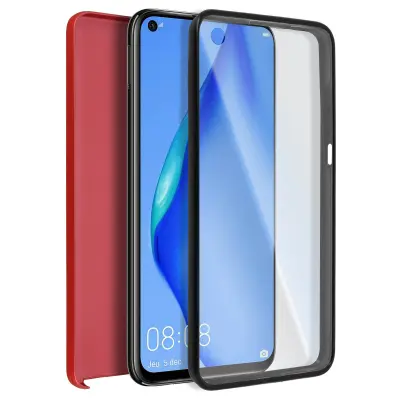 Huawei P40 Lite Integral 360° ovitek: mehka sprednja stran in trda zadnja stran - rdeca