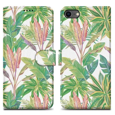 CADORABO Ohišje, združljiv z Apple - Design Green Rainforest št. 8 - Zaščitni pokrov z magnetnim zapiranjem, funkcijo stojala in režo za kartico
