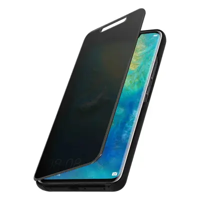 Izjemno tanek preklopni etui s stojalom, ucinek ogledala - crna str. Huawei Mate 20 Pro