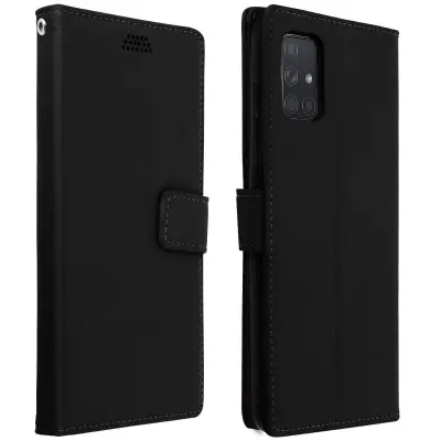 Ovitek za Samsung Galaxy A51, držalo za kartice in trak, držalo za video, zrnat ucinek - crn