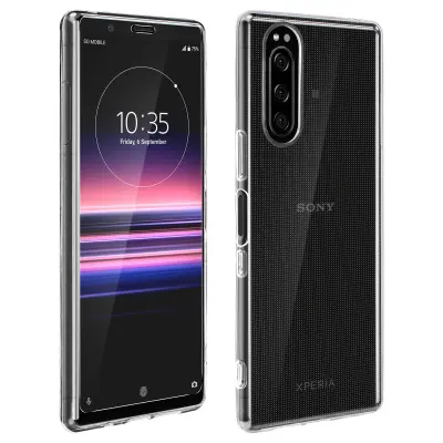 360° zašcitni paket: Silikonsko ohišje, film iz kaljenega stekla v gelu - prozoren str. Sony Xperia 5