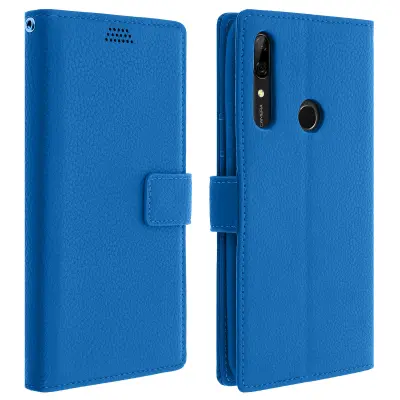 Folio Case Držalo za kartice in Video Držalo, Grained Effect - Modra str. Huawei P Smart Z in Honor 9X
